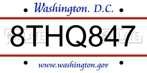8THQ847 District Of Columbia License Plate