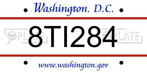 8TI284 District Of Columbia License Plate
