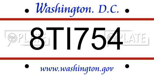 8TI754 District Of Columbia License Plate