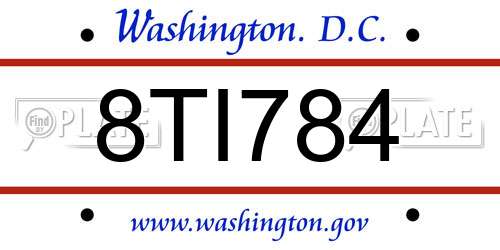 8TI784 District Of Columbia License Plate