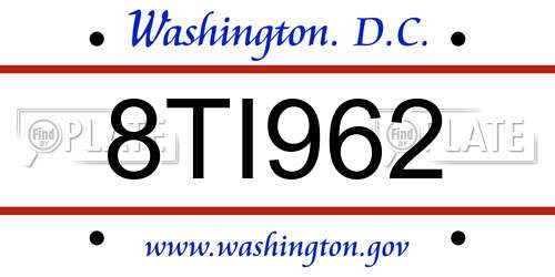 8TI962 District Of Columbia License Plate