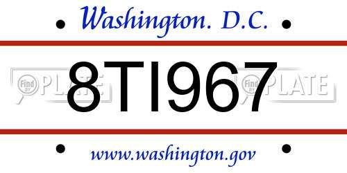 8TI967 District Of Columbia License Plate