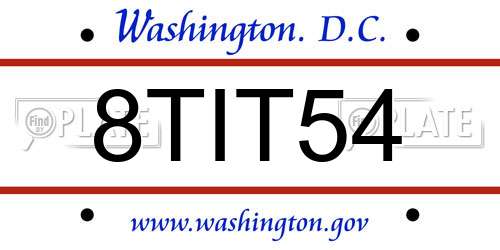 8TIT54 District Of Columbia License Plate