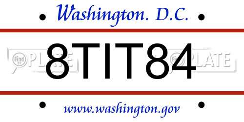 8TIT84 District Of Columbia License Plate