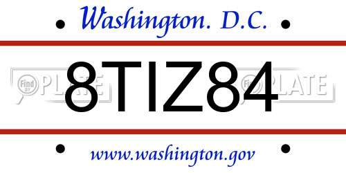 8TIZ84 District Of Columbia License Plate