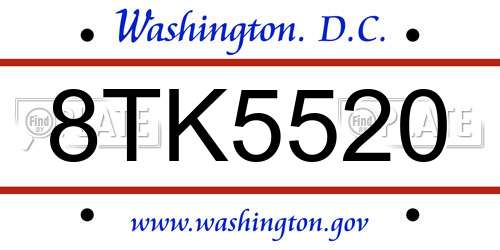 8TK5520 District Of Columbia License Plate