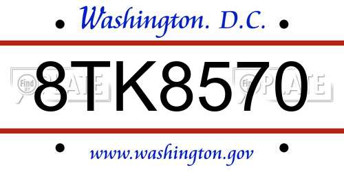 8TK8570 District Of Columbia License Plate