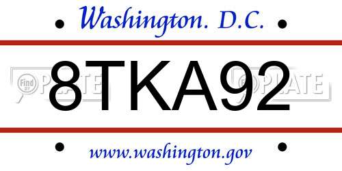 8TKA92 District Of Columbia License Plate