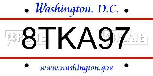 8TKA97 District Of Columbia License Plate
