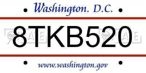 8TKB520 District Of Columbia License Plate