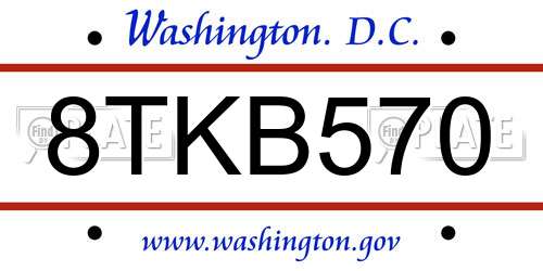 8TKB570 District Of Columbia License Plate