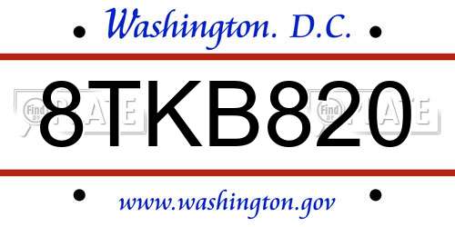 8TKB820 District Of Columbia License Plate
