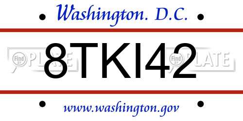 8TKI42 District Of Columbia License Plate
