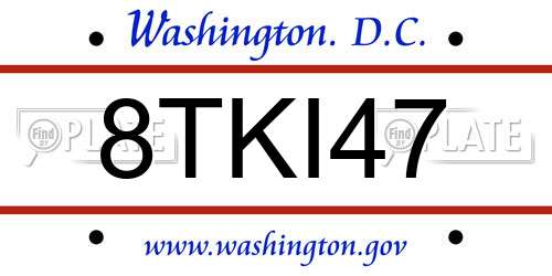 8TKI47 District Of Columbia License Plate