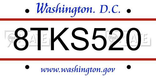 8TKS520 District Of Columbia License Plate