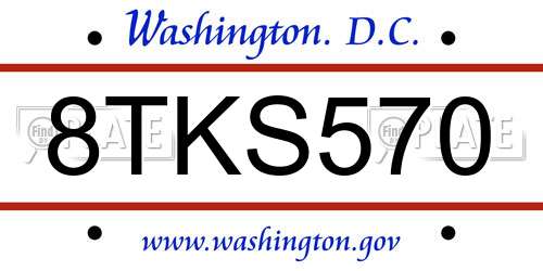 8TKS570 District Of Columbia License Plate