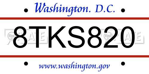 8TKS820 District Of Columbia License Plate