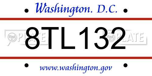 8TL132 District Of Columbia License Plate