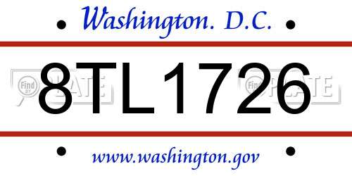 8TL1726 District Of Columbia License Plate