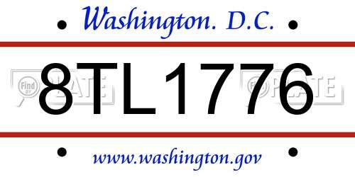 8TL1776 District Of Columbia License Plate
