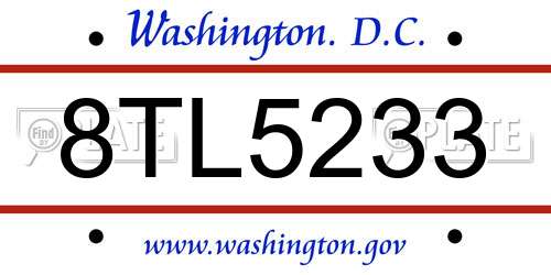 8TL5233 District Of Columbia License Plate