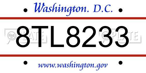 8TL8233 District Of Columbia License Plate