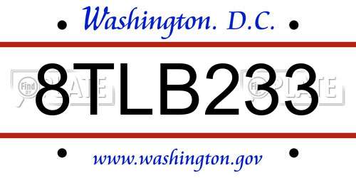 8TLB233 District Of Columbia License Plate