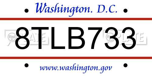 8TLB733 District Of Columbia License Plate