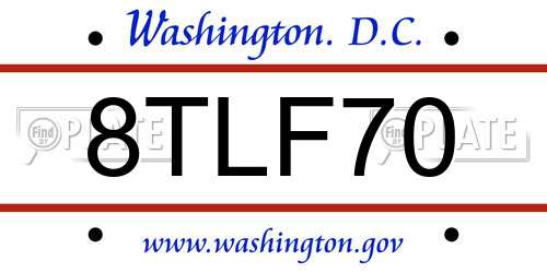 8TLF70 District Of Columbia License Plate