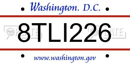 8TLI226 District Of Columbia License Plate