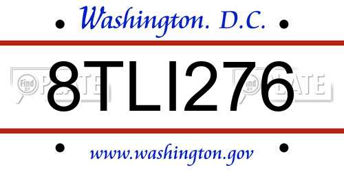 8TLI276 District Of Columbia License Plate