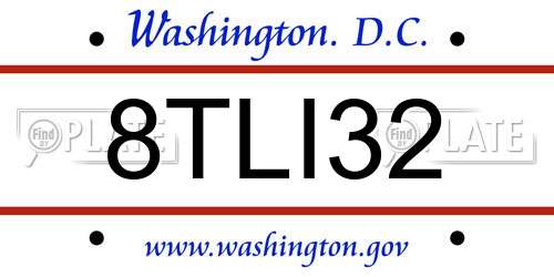 8TLI32 District Of Columbia License Plate