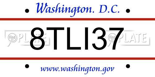8TLI37 District Of Columbia License Plate