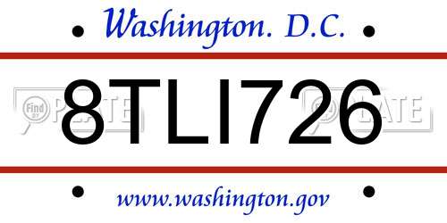 8TLI726 District Of Columbia License Plate