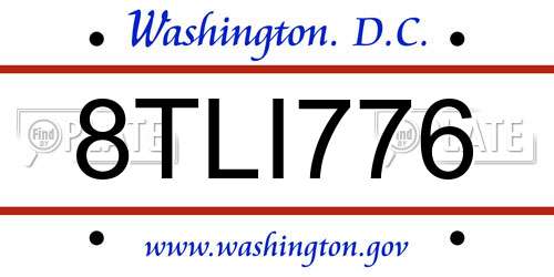 8TLI776 District Of Columbia License Plate