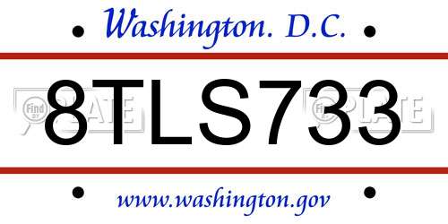 8TLS733 District Of Columbia License Plate