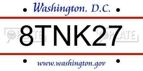 8TNK27 District Of Columbia License Plate