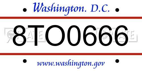 8TO0666 District Of Columbia License Plate