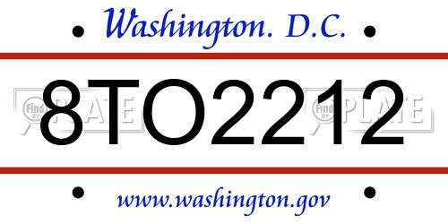 8TO2212 District Of Columbia License Plate