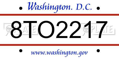 8TO2217 District Of Columbia License Plate