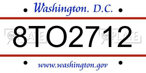 8TO2712 District Of Columbia License Plate