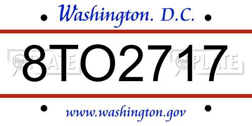 8TO2717 District Of Columbia License Plate