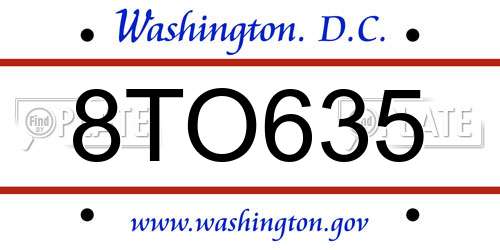 8TO635 District Of Columbia License Plate