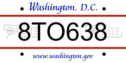 8TO638 District Of Columbia License Plate