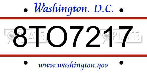 8TO7217 District Of Columbia License Plate