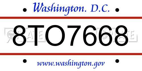 8TO7668 District Of Columbia License Plate