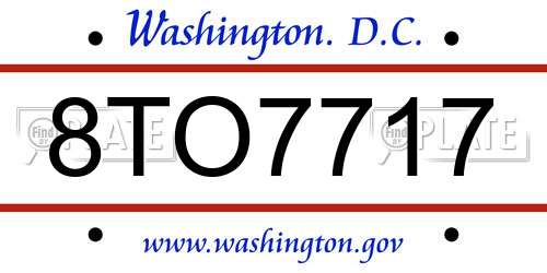 8TO7717 District Of Columbia License Plate