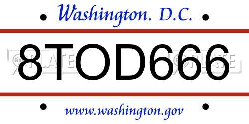8TOD666 District Of Columbia License Plate