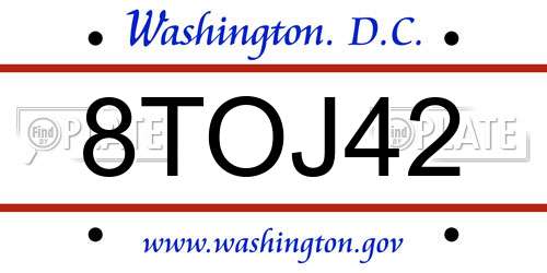 8TOJ42 District Of Columbia License Plate