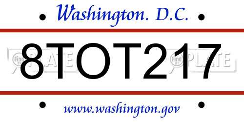 8TOT217 District Of Columbia License Plate